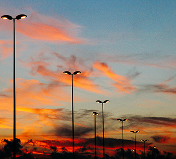 Street lights at dusk